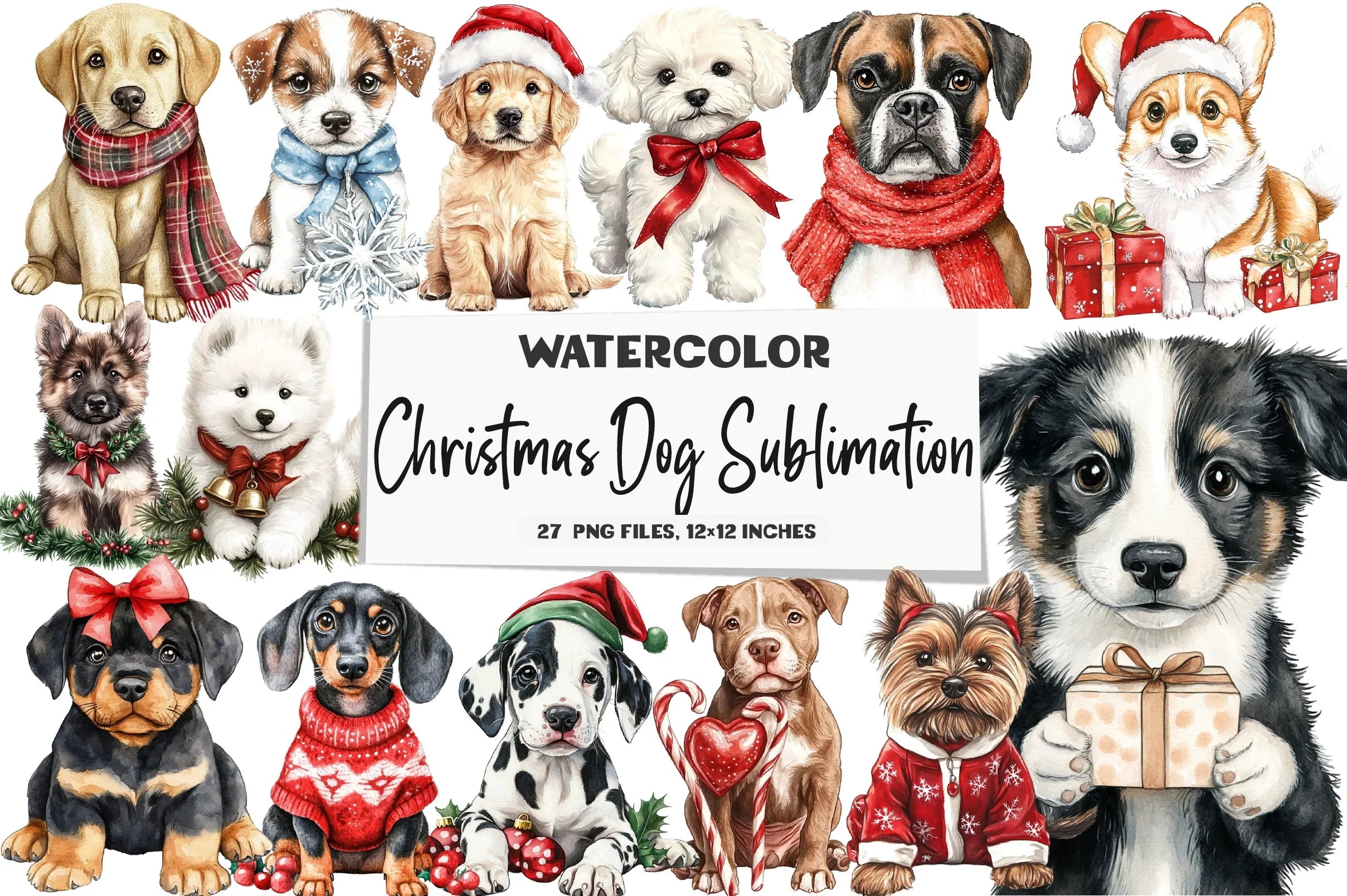 Christmas Dog Clipart Bundle - CraftNest - Digital Crafting and Art