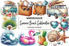 Summer Beach Clipart Bundle - CraftNest - Digital Crafting and Art