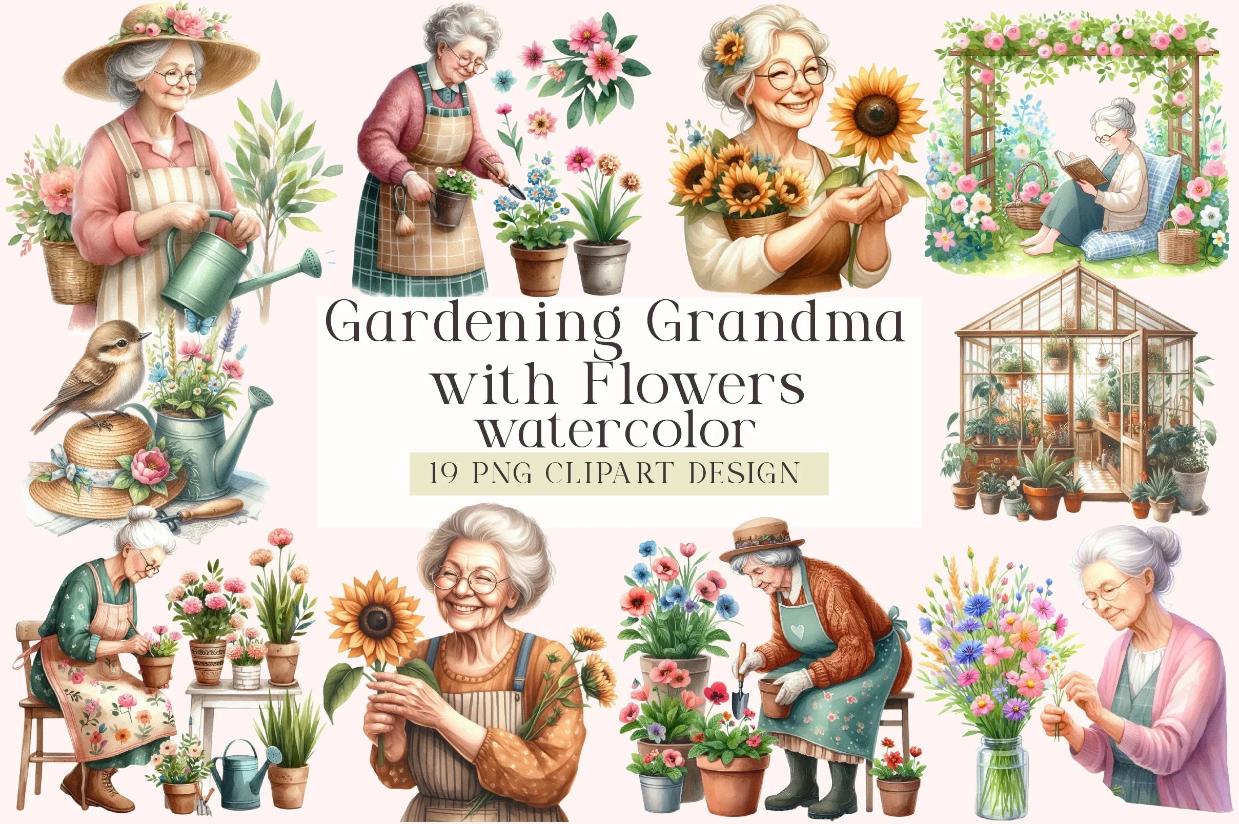 Gardening Grandma Flower Clipart Bundle - CraftNest - Digital Crafting and Art