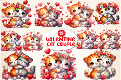 Valentine's Cat Couple Clipart Bundle - CraftNest - Digital Crafting and Art