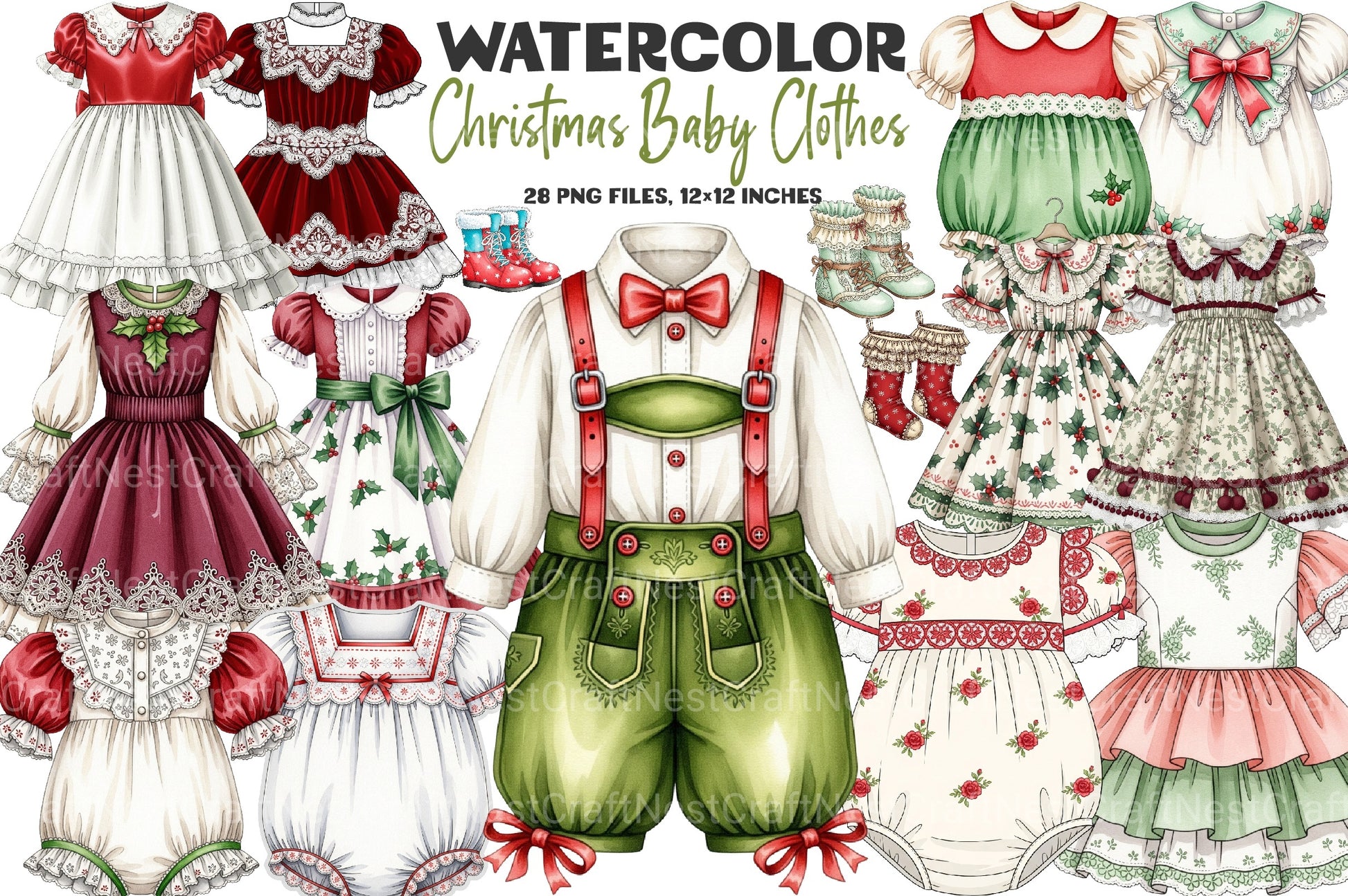 Christmas Baby Clothes Clipart Bundle - CraftNest - Digital Crafting and Art