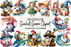 Seashell Gnome Clipart Bundle - CraftNest - Digital Crafting and Art