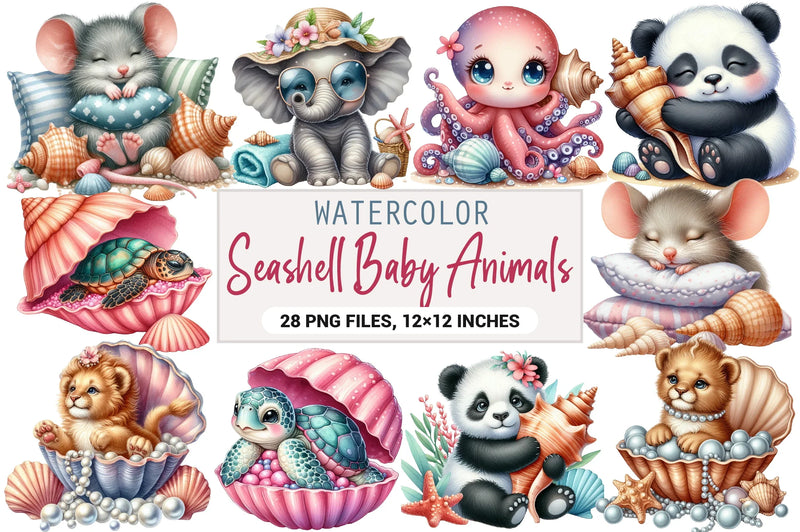 Seashell Baby Animals Clipart Bundle - CraftNest - Digital Crafting and Art