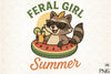 Summer Funny Raccoon Feral Girl Clipart Bundle