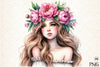Girl with Peonies Flower Clipart Bundle