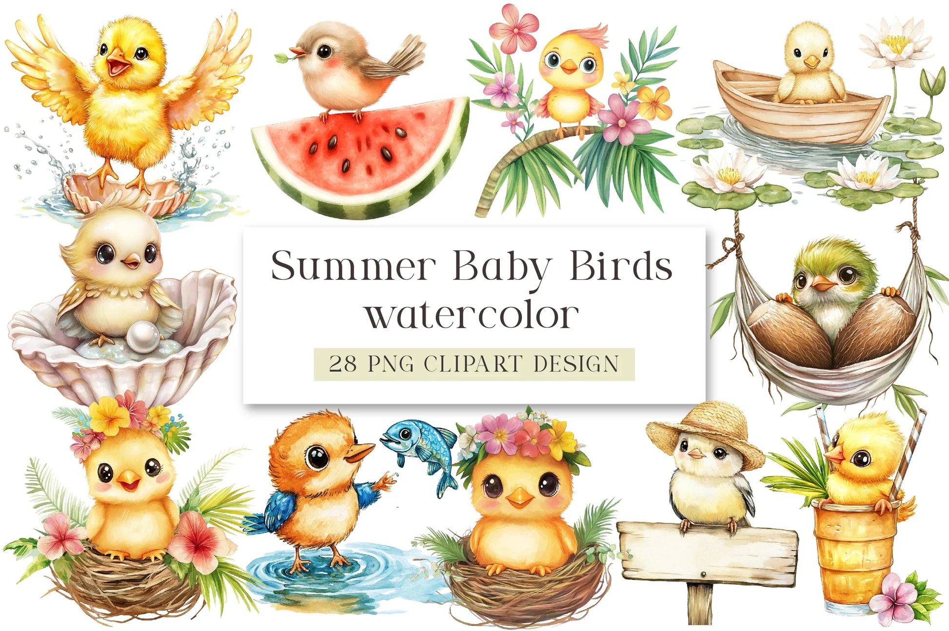 Summer Baby Birds Clipart Bundle - CraftNest - Digital Crafting and Art