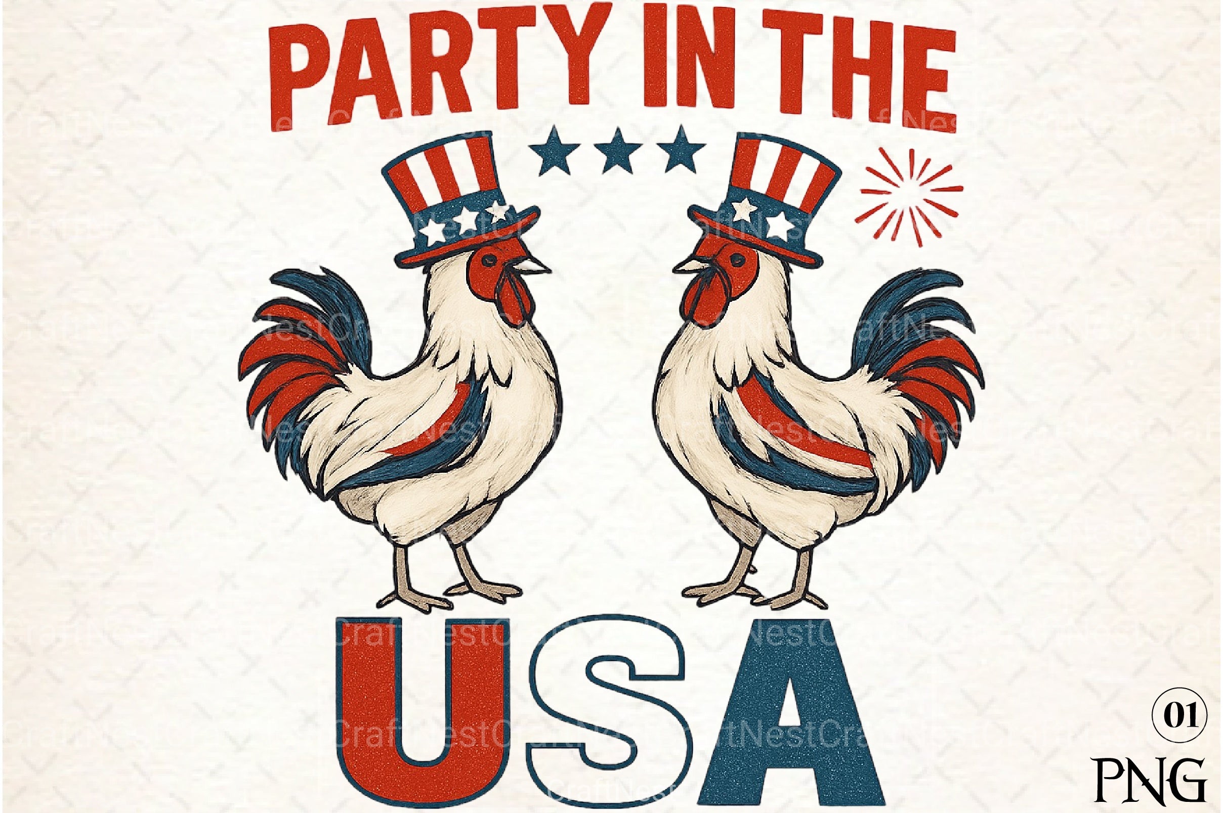 Patriotic Rooster Clipart Bundle - Party in the USA - CraftNest - Digital Crafting and Art