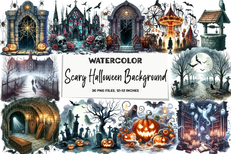 Scary Halloween Background Clipart Bundle - CraftNest - Digital Crafting and Art
