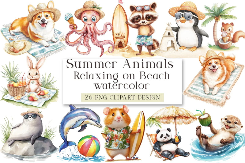 Summer Beach Animals Clipart Bundle - CraftNest - Digital Crafting and Art