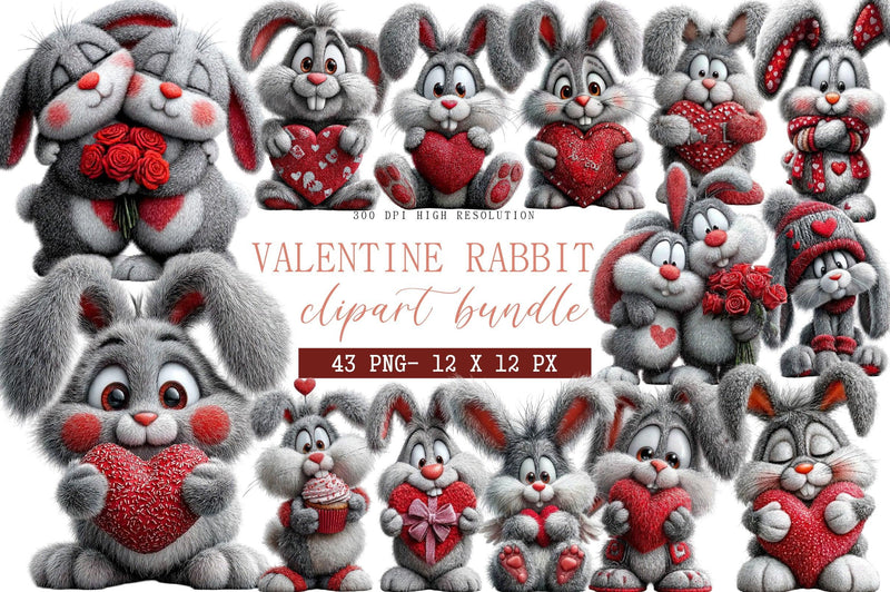 Valentine Rabbit Clipart Bundle - CraftNest - Digital Crafting and Art