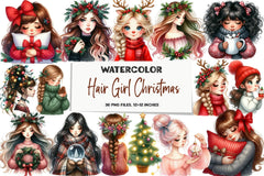 Hair Girl Christmas Clipart Bundle - CraftNest - Digital Crafting and Art