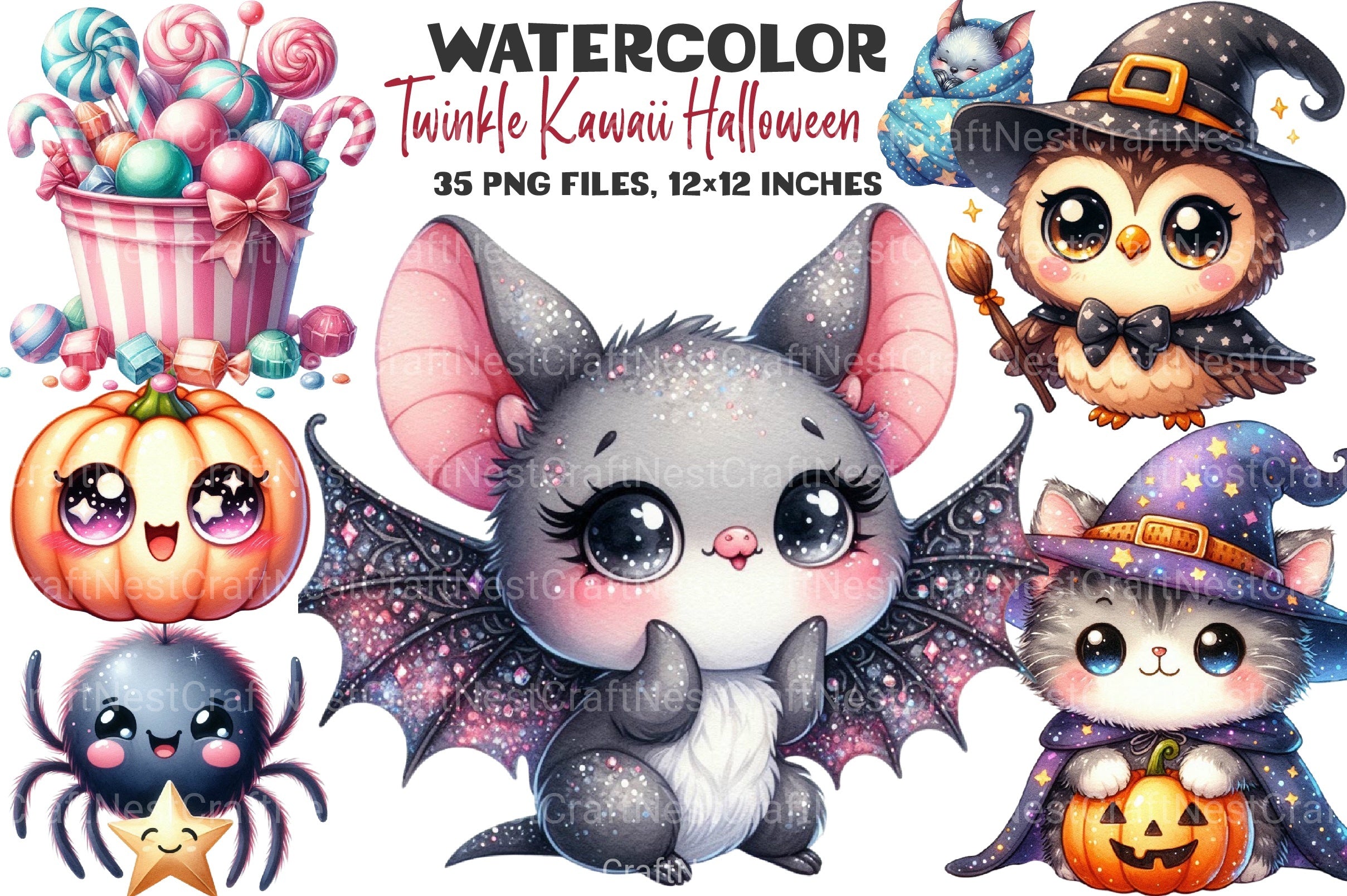 Kawaii Halloween Clipart Bundle 32 - CraftNest - Digital Crafting and Art