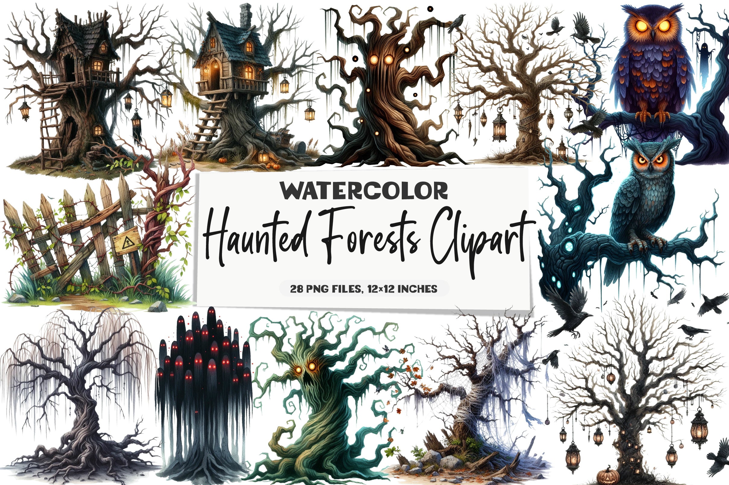Haunted Forests Clipart Bundle