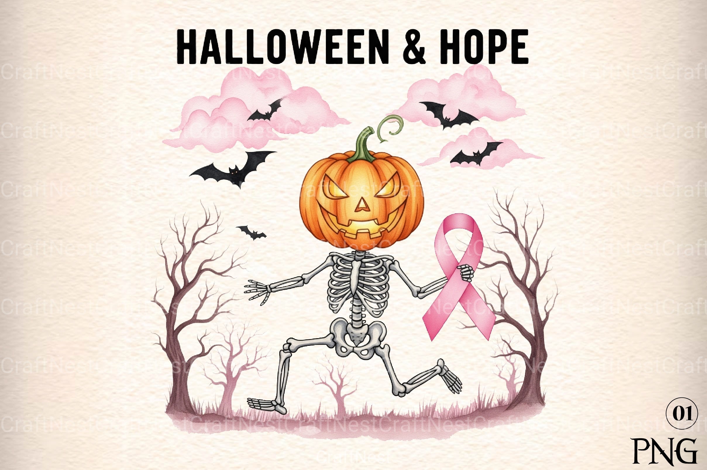 Halloween Breast Cancer Clipart Bundle 67 - CraftNest - Digital Crafting and Art