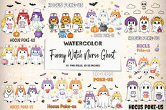 Funny Witch Nurse Ghost Clipart Bundle - CraftNest - Digital Crafting and Art