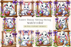 Easter Bunny Swing Clipart Bundle - CraftNest - Digital Crafting and Art