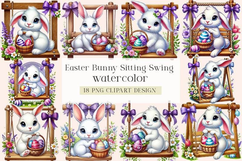 Easter Bunny Swing Clipart Bundle - CraftNest - Digital Crafting and Art