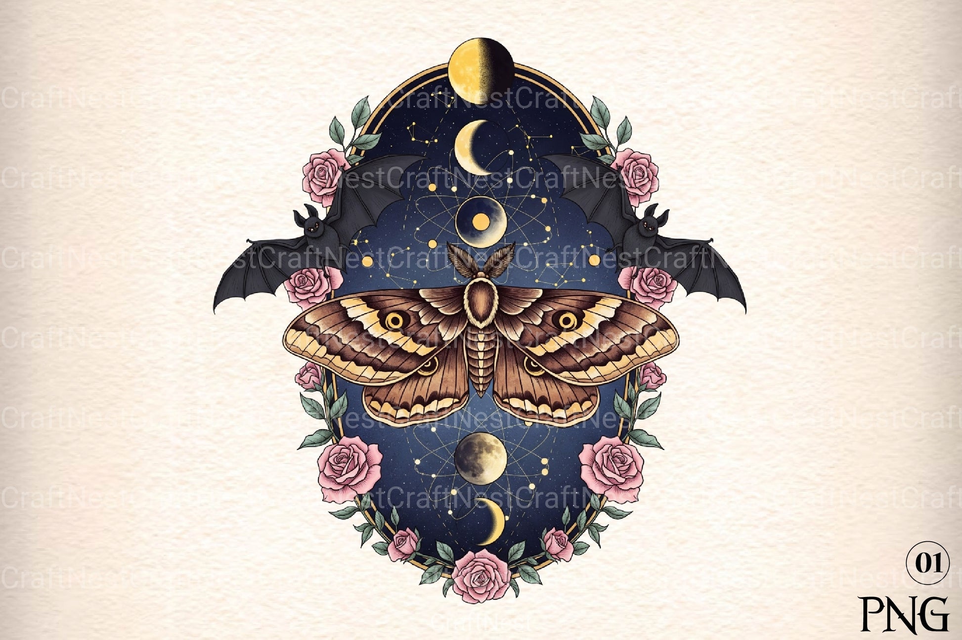 Gothic Moth Art Clipart Bundle - CraftNest - Digital Crafting and Art