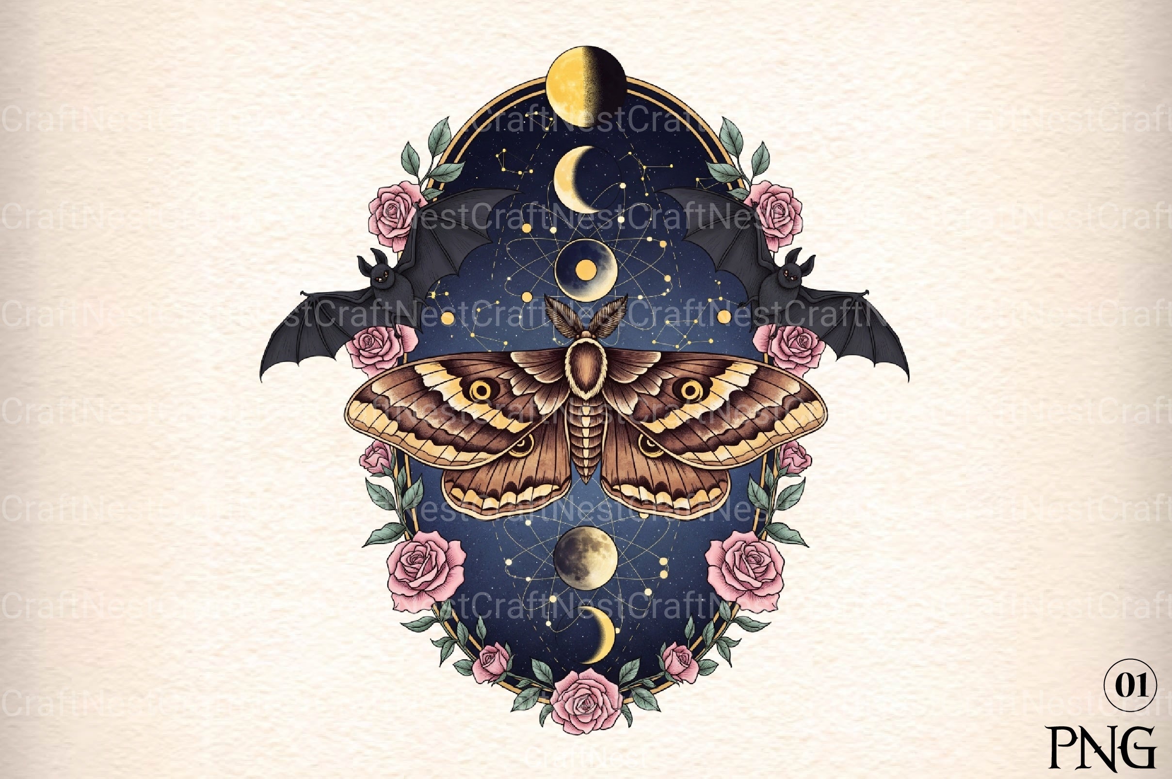 Gothic Moth Art Clipart Bundle - CraftNest - Digital Crafting and Art