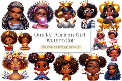 Quirky African American Girl Crown Clipart Bundle - CraftNest - Digital Crafting and Art