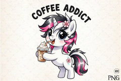 Coffee Addict Cute Horse Clipart Bundle - CraftNest - Digital Crafting and Art