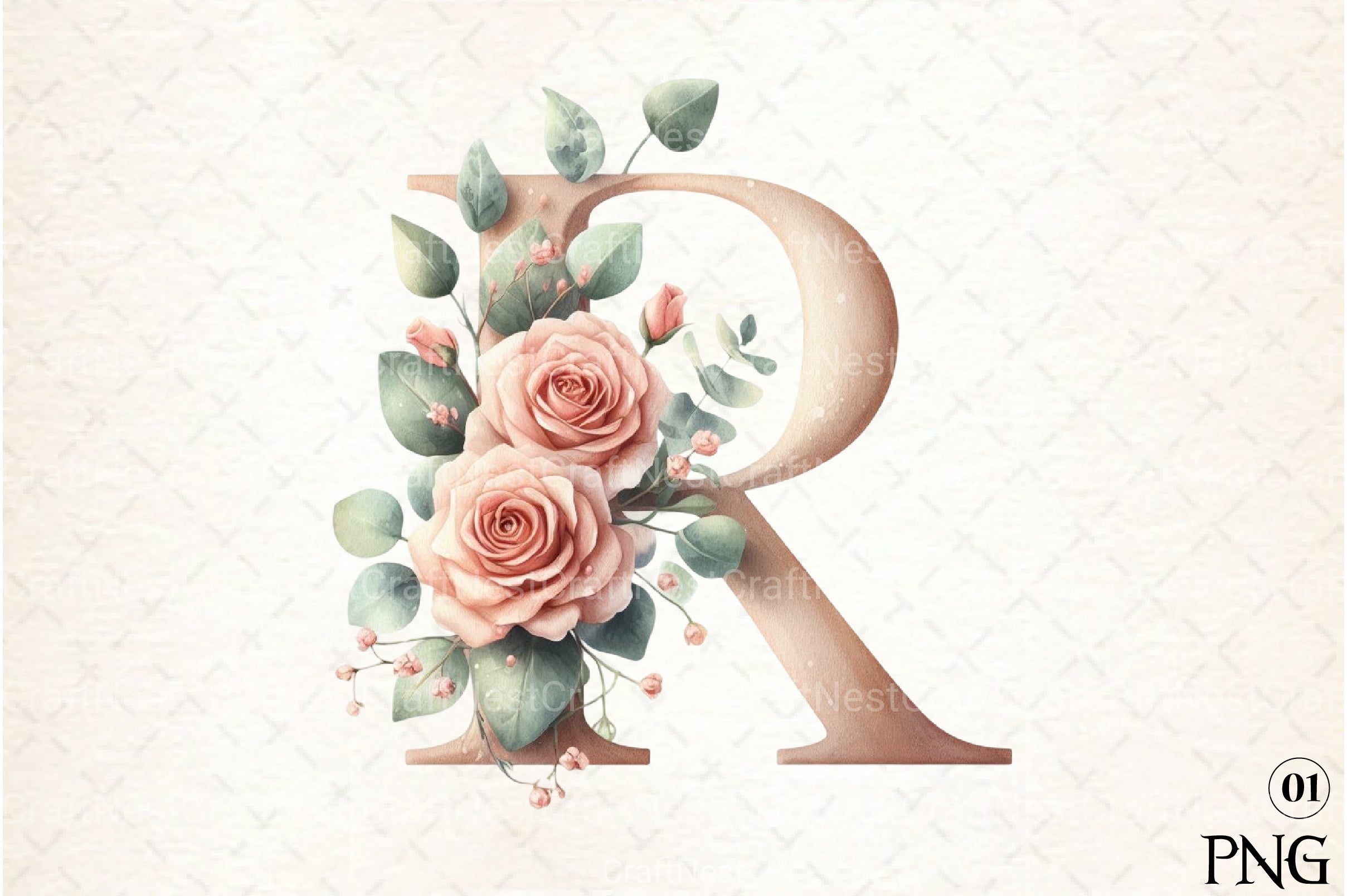 Floral Alphabet Clipart Bundle 3 - CraftNest - Digital Crafting and Art