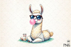 Funny Llama and Bubble Gum Clipart Bundle - CraftNest - Digital Crafting and Art