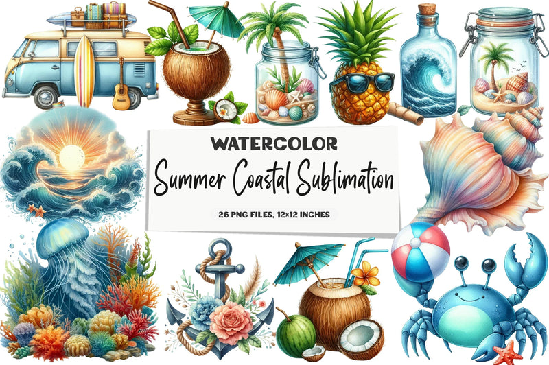 Summer Coastal Clipart Bundle - CraftNest - Digital Crafting and Art