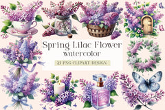 Spring Lilac Flower Clipart Bundle - CraftNest - Digital Crafting and Art