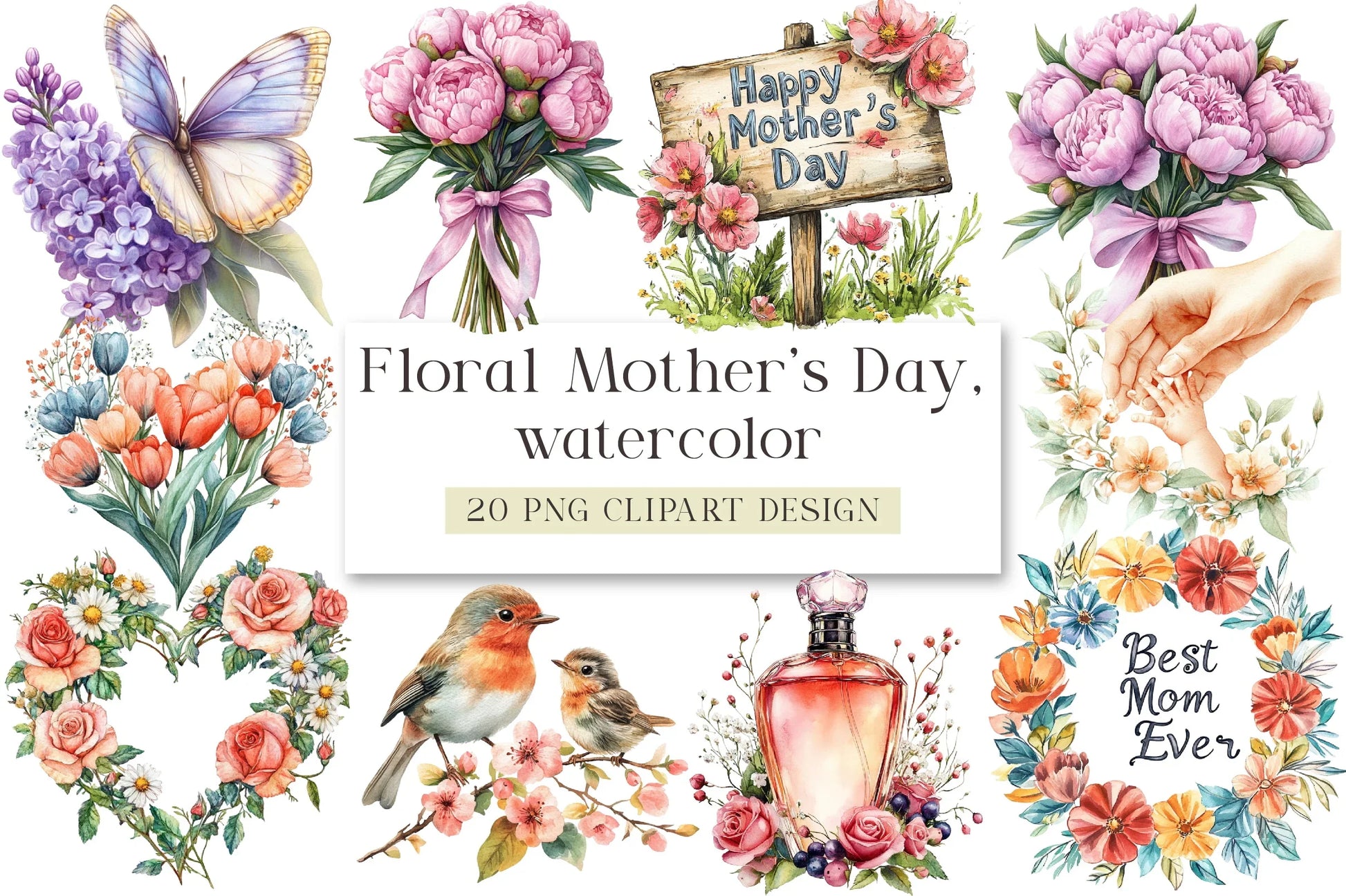 Floral Mother's Day Clipart Bundle - CraftNest - Digital Crafting and Art