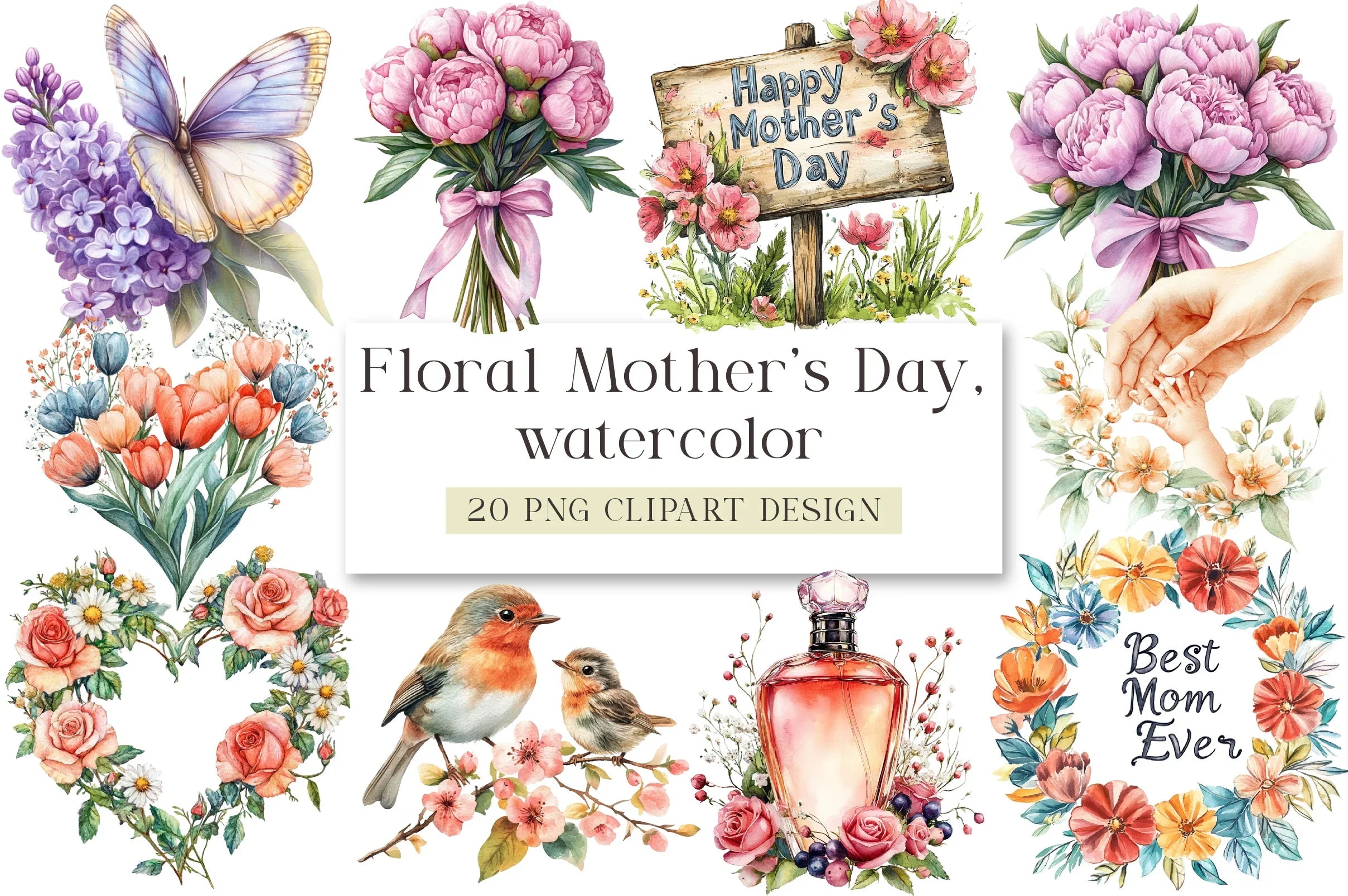 Floral Mother's Day Clipart Bundle - CraftNest - Digital Crafting and Art