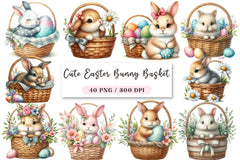 Cute Easter Bunny & Basket Clipart Bundle - CraftNest - Digital Crafting and Art