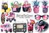 Black and Pink Summer Clipart Bundle