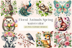 Floral Animals Spring Clipart Bundle - CraftNest - Digital Crafting and Art