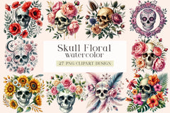 Skull Floral Clipart Bundle - CraftNest - Digital Crafting and Art