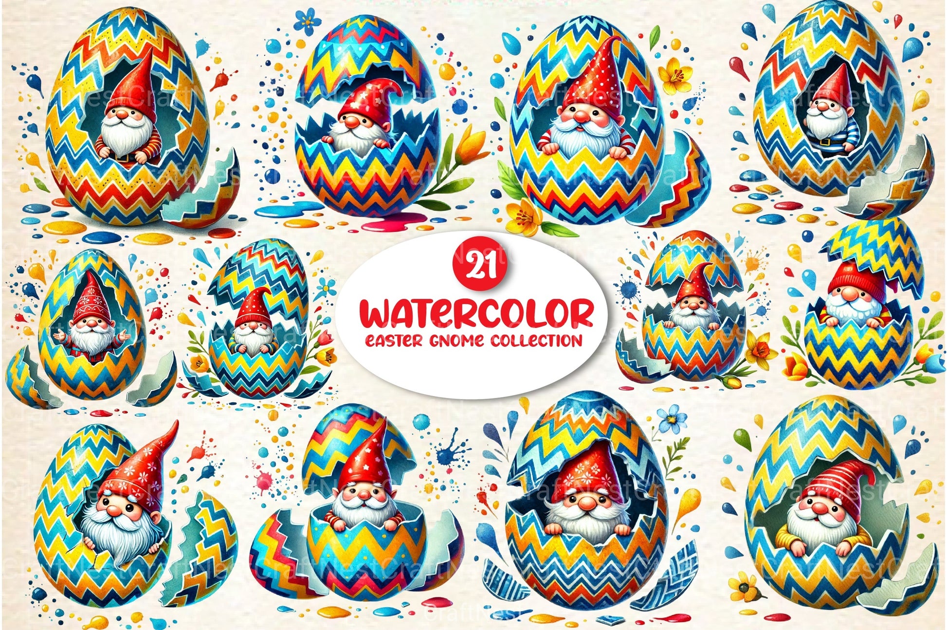 Easter Egg Gnome Clipart Bundle Collection - CraftNest - Digital Crafting and Art