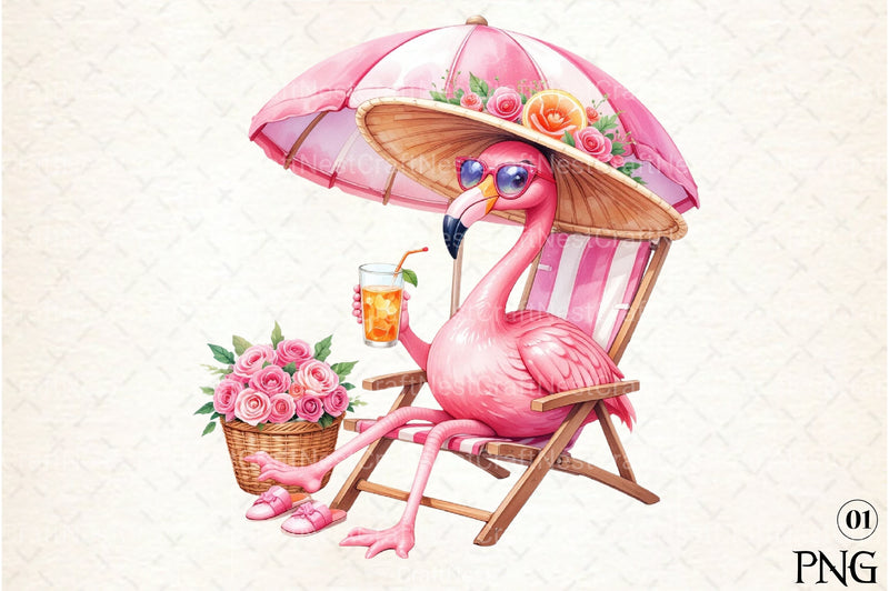 Summer Flamingo Clipart Bundle 2 - CraftNest - Digital Crafting and Art
