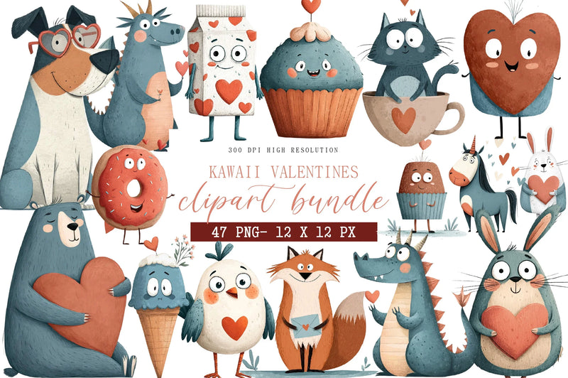 Kawaii Valentine's Clipart Bundle - CraftNest - Digital Crafting and Art