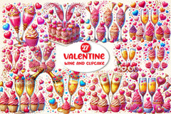 Valentine Wine and Cupcake Clipart Bundle - CraftNest - Digital Crafting and Art
