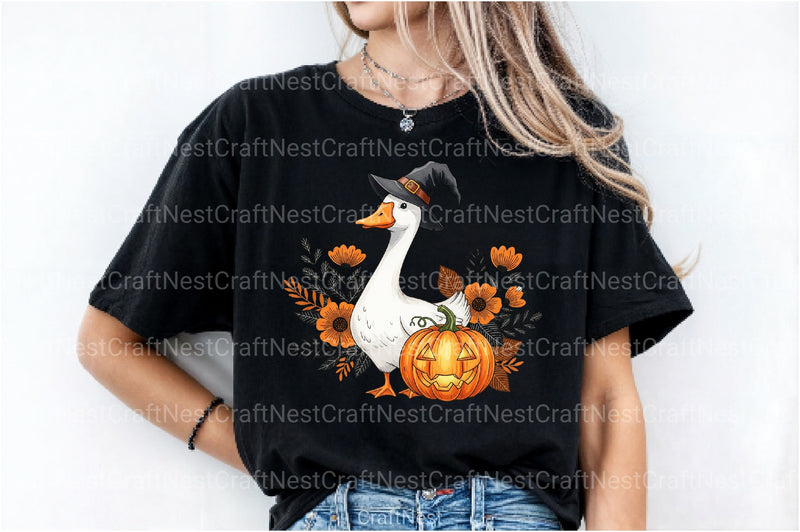 Floral Halloween Silly Goose Fall Clipart Bundle 4 - CraftNest - Digital Crafting and Art