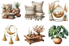 Boho Interior Clipart Bundle 8 - CraftNest - Digital Crafting and Art