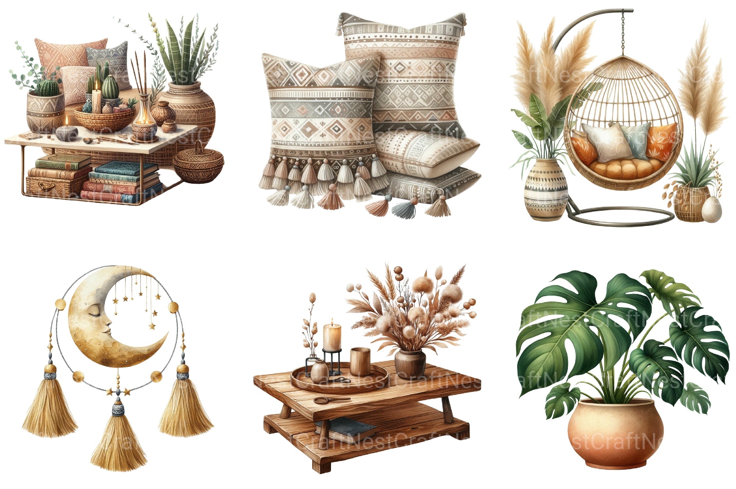 Boho Interior Clipart Bundle 8 - CraftNest - Digital Crafting and Art