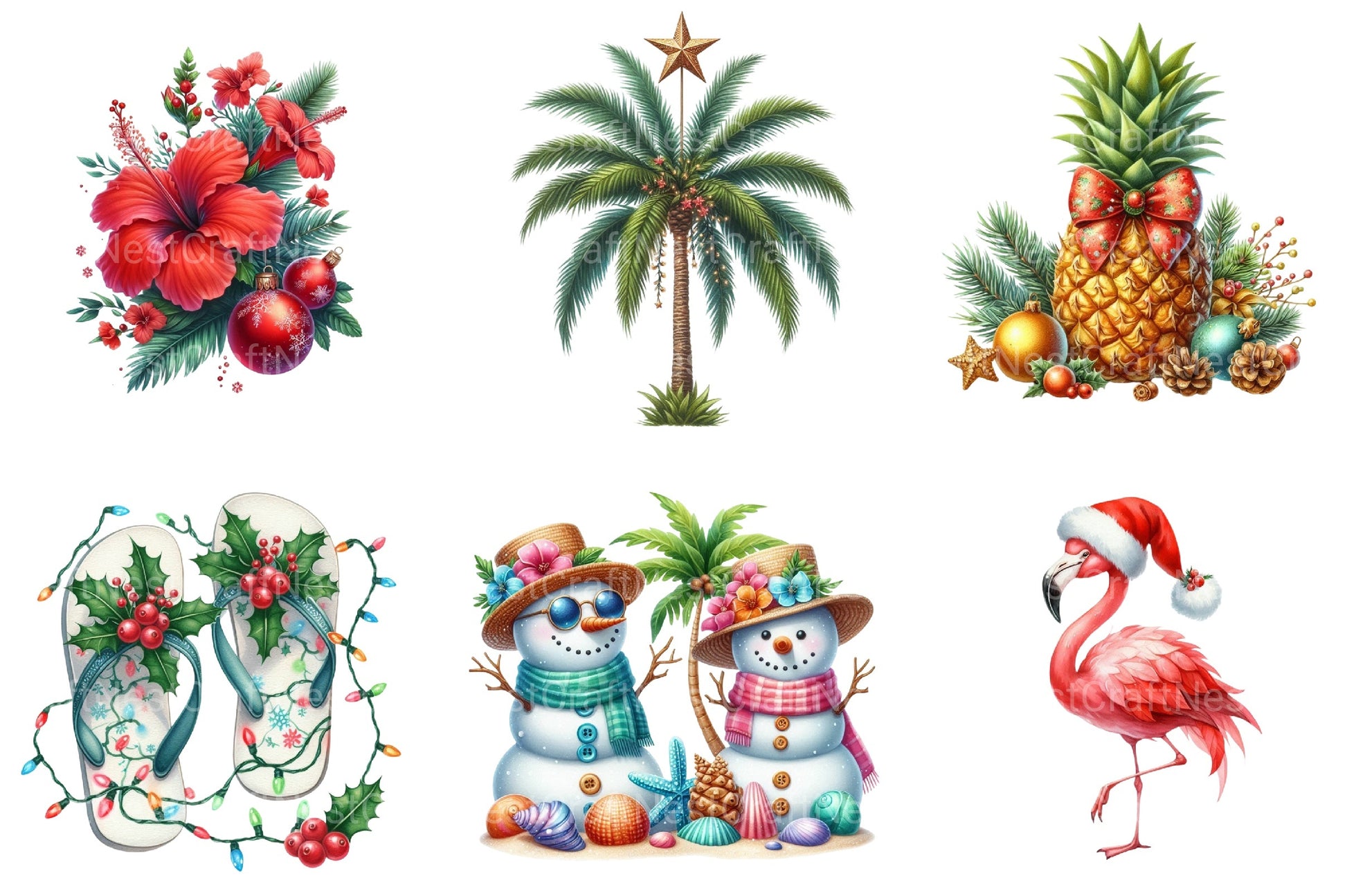 Tropical Aloha Christmas Clipart Bundle 4 - CraftNest - Digital Crafting and Art