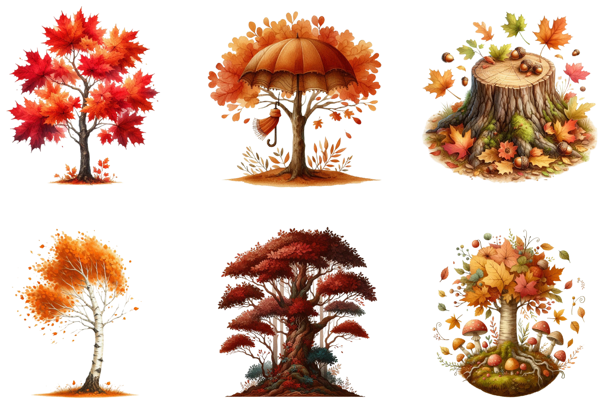 Autumn Trees Clipart Bundle 99 - CraftNest - Digital Crafting and Art
