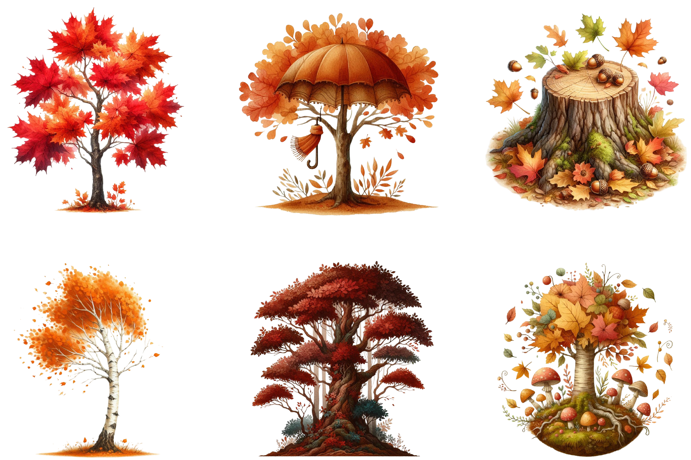 Autumn Trees Clipart Bundle 99 - CraftNest - Digital Crafting and Art