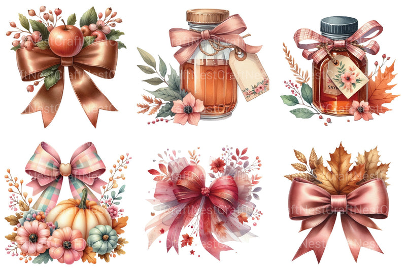 Autumn Coquette Bows Clipart Bundle 99 - CraftNest - Digital Crafting and Art