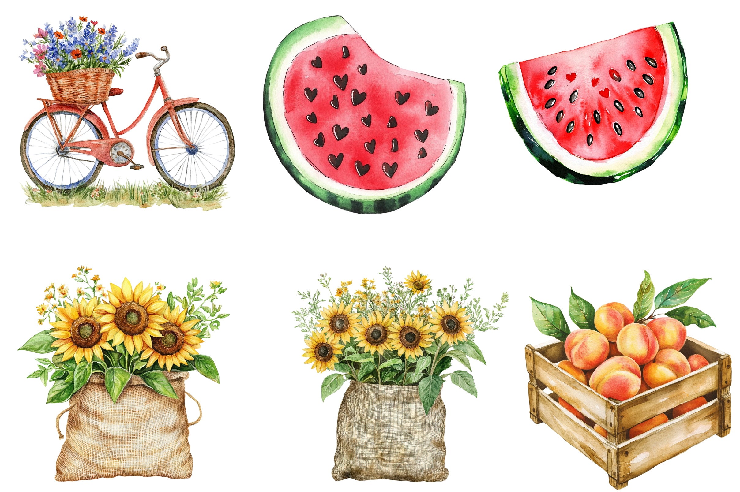 Happy Rustic Summer Clipart Bundle