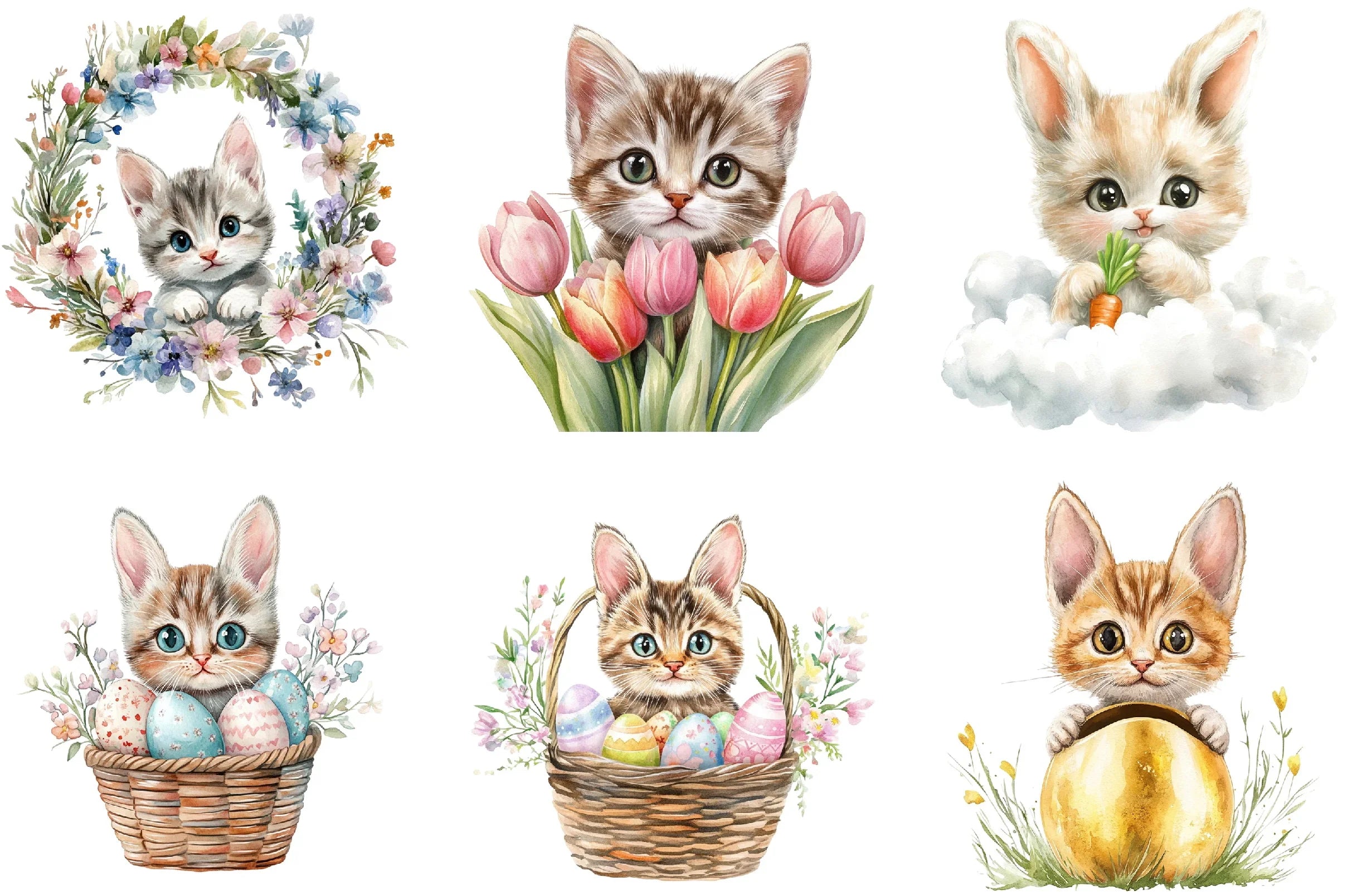 Easter Bunny Cat Peeking Sublimation Clipart Bundle - CraftNest - Digital Crafting and Art