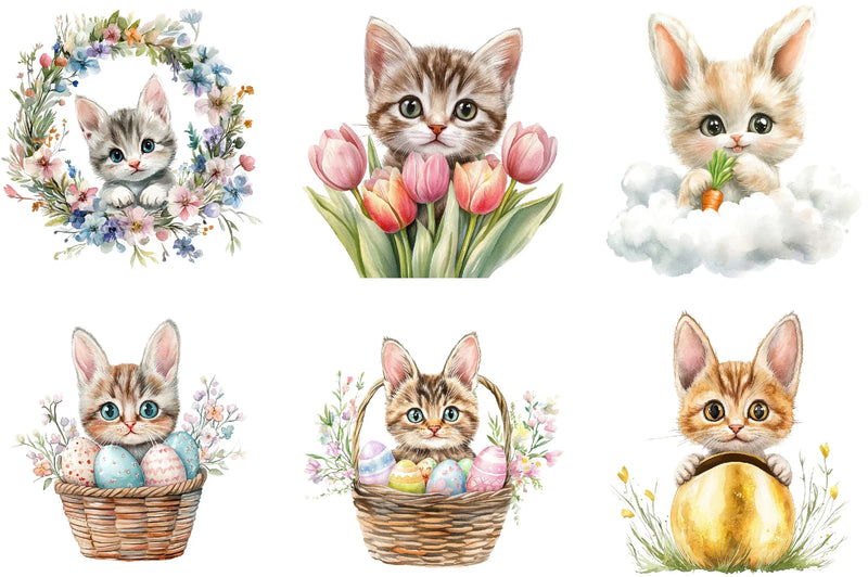 Easter Bunny Cat Peeking Sublimation Clipart Bundle - CraftNest - Digital Crafting and Art