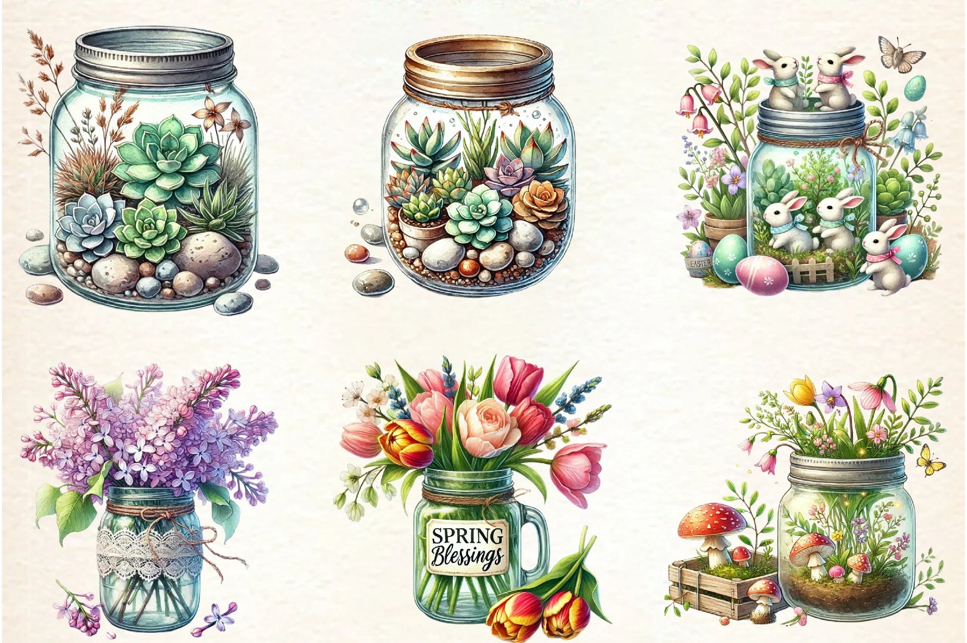 Spring Mason Jars Clipart Bundle - CraftNest - Digital Crafting and Art